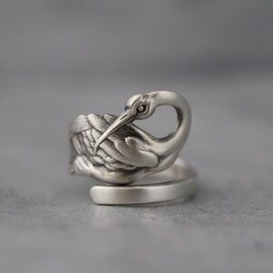 Matte Silver Swan Wrap Ring